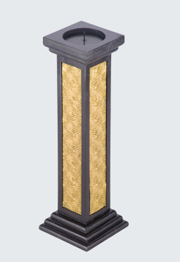 WOOD BRASS FITTED SQUARE CANDLE MEDIUM