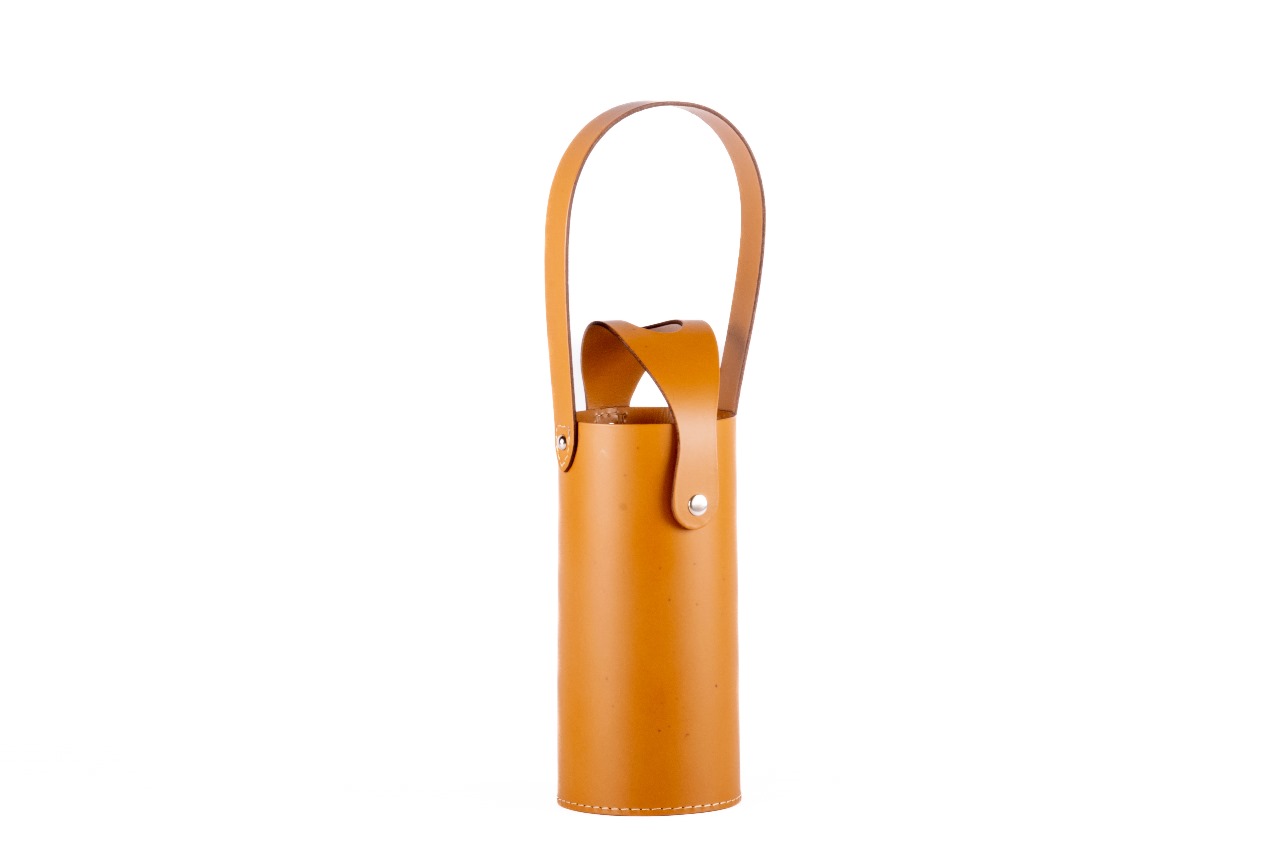 LEATHERITE WINE BOTTLE COVER IN TAN COLOR