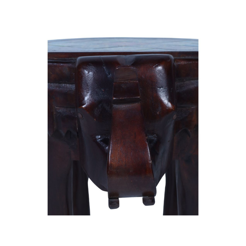 WOODEN TILE FIITED ELEPHANT STOLL LARGE