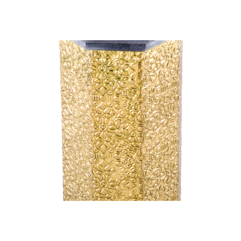 WOOD BRASS FITTED HEXAGANAL CANDLE STAND MEDIUM