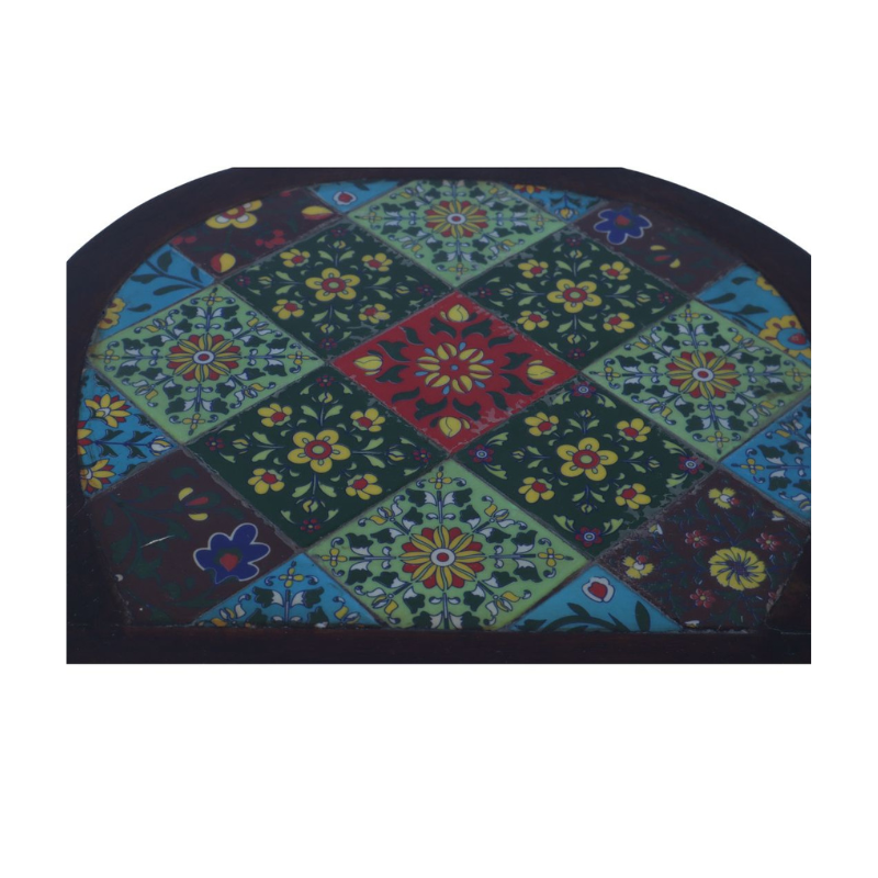 WOODEN TILE FIITED ELEPHANT STOLL LARGE