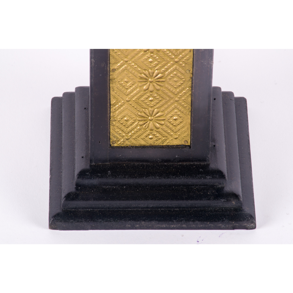 WOOD BRASS FITTED SQUARE CANDLE SMALL