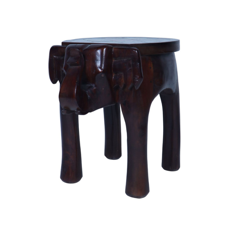 WOODEN TILE FIITED ELEPHANT STOLL LARGE