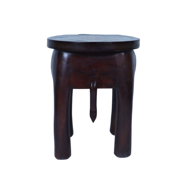 WOODEN TILE FIITED ELEPHANT STOLL LARGE