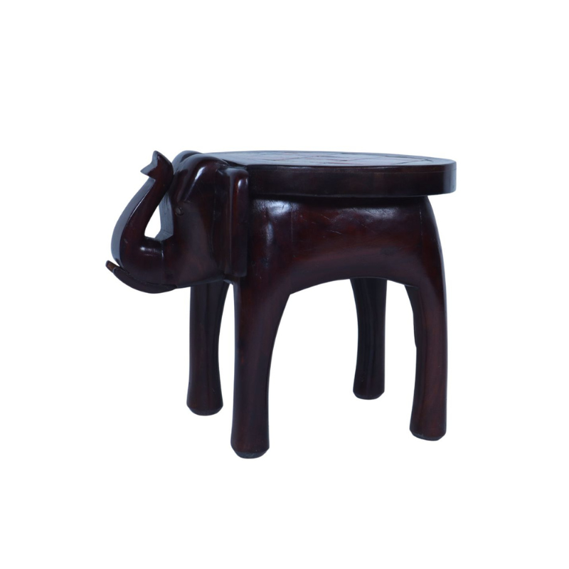 WOODEN TILE FIITED ELEPHANT STOLL LARGE