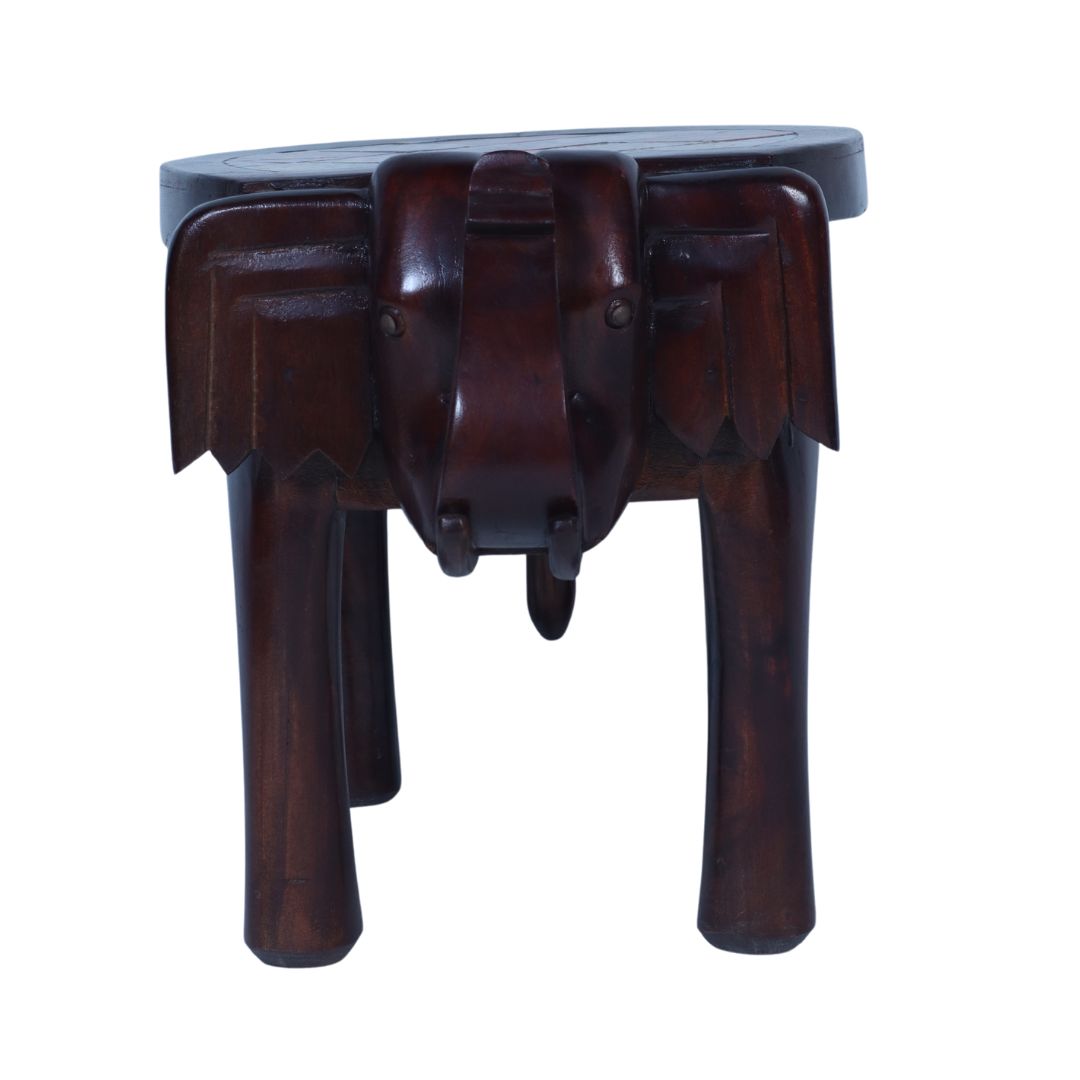 WOODEN TILE FIITED ELEPHANT STOLL SMALL